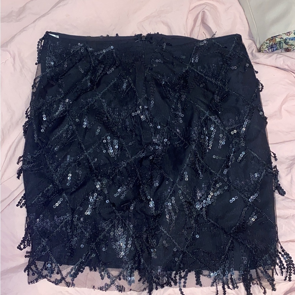 Showpo fringe black sparkly skirt!!! never worn